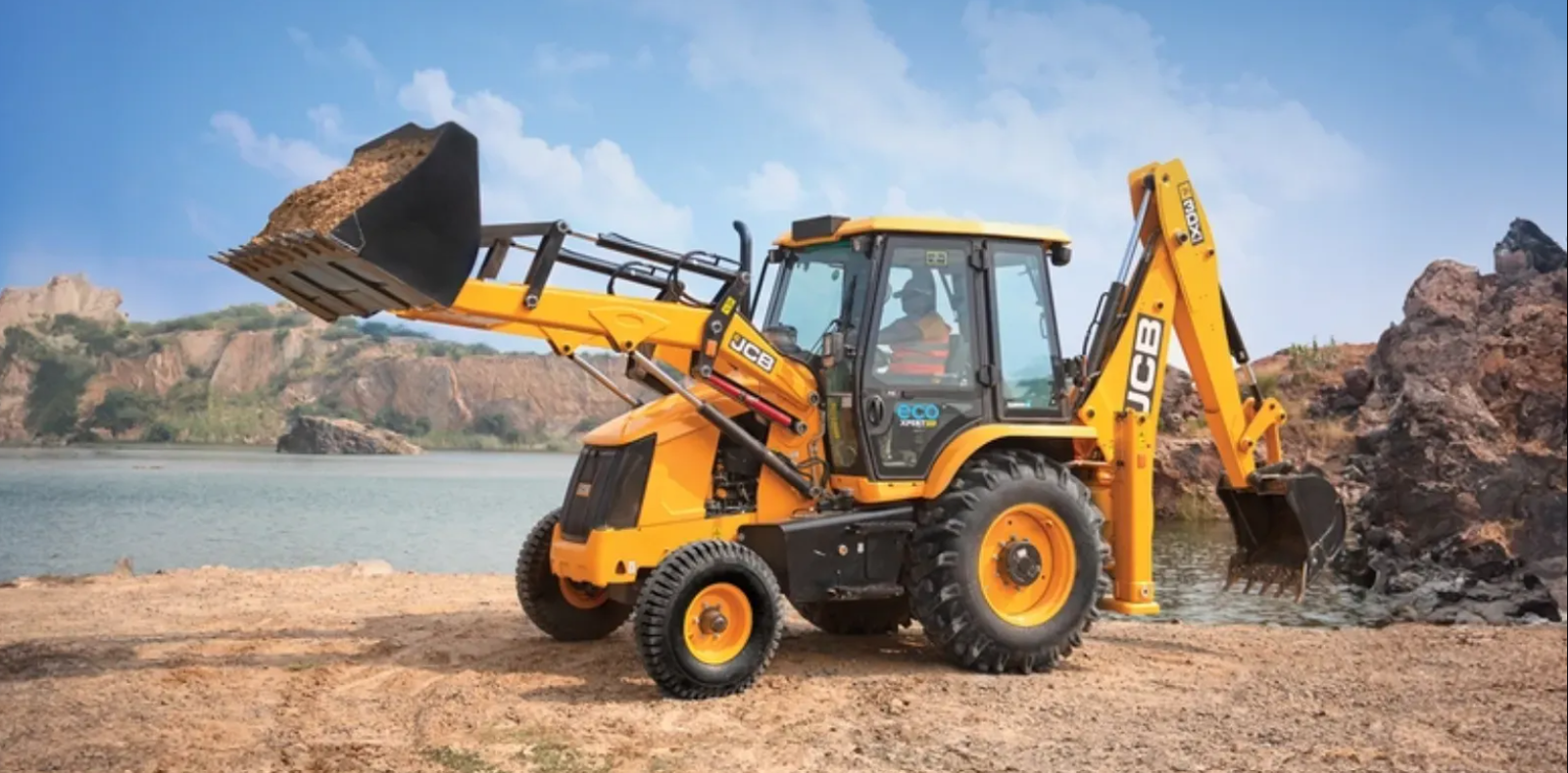 JCB backhoe loader ready for site preparation